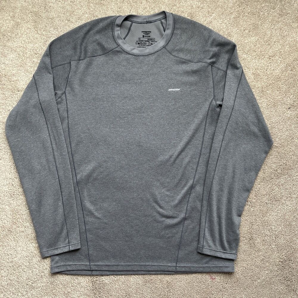 Patagonia Shirt Mens Medium Gray Capilene Midweight Long Sleeve Base Layer Hike